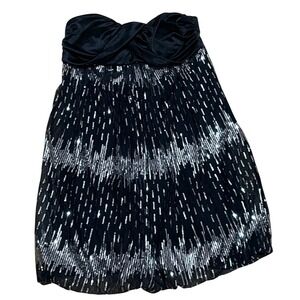 VTG Y2K Charlotte Russe‎ Black Sequin Strapless Fairy Party Bubble Dress Size XS